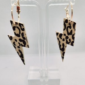 Cheetah lighting Bolt dangle on Hoop