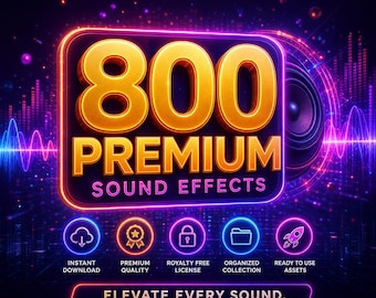 800 premiumljudeffekter | Episka SFX, alarm, natur (digital nedladdning)