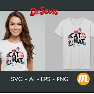 The Cat in the Hat PNG | Dr. Seuss Shirt PNG | Read Across America Sublimation