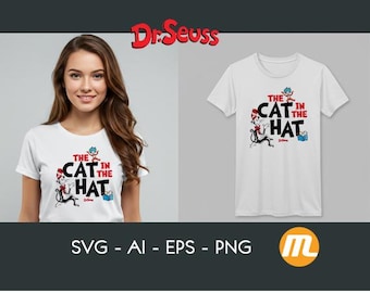 The Cat in the Hat PNG | Dr. Seuss Shirt PNG | Read Across America Sublimation