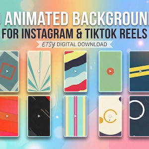 10 Animated Vertical Backgrounds | Reels TikTok Overlays (MP4 Digital Download)