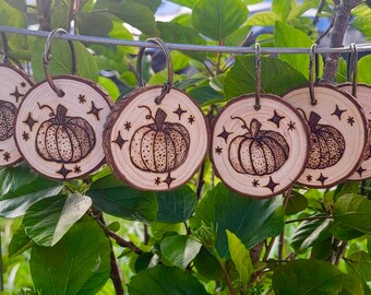 Woodburnt Pumpkin Bag Clip Keychain