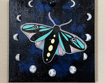 Mixed Media Space Moth Canvas Art