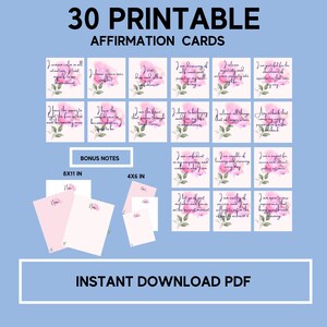 30 Cartões de Afirmação Diária, Notas de Amor Próprio, Autocuidado, Cartões para Imprimir para o Dia a Dia, PDF, Presente de Inspiração