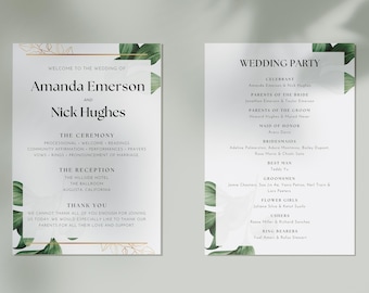 Greenery Wedding Program Minimalist Wedding Program Floral Wedding Program Green Wedding Program Printable Digital Download