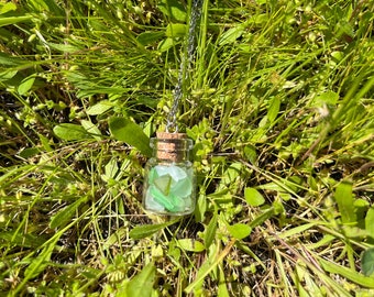 Beach Glass Cork Bottle Necklace | Dainty Beach Jewelry | Keepsake Bottle Necklace