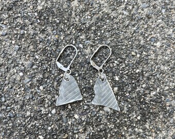 Clear Tumbled Glass Lever Back Earrings | Drilled Machine Tumbled Glass Earrings | Simple Jewelry