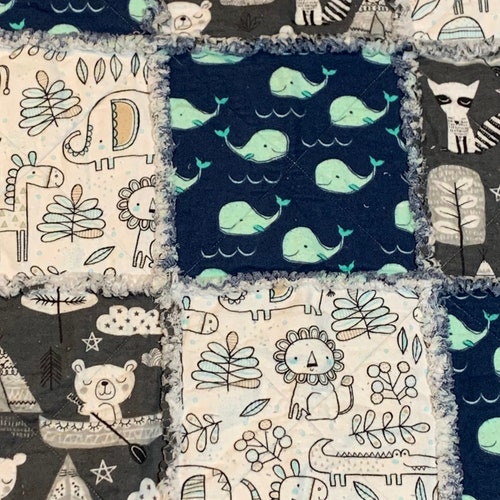 Blue and Gray Rag Quilt shops