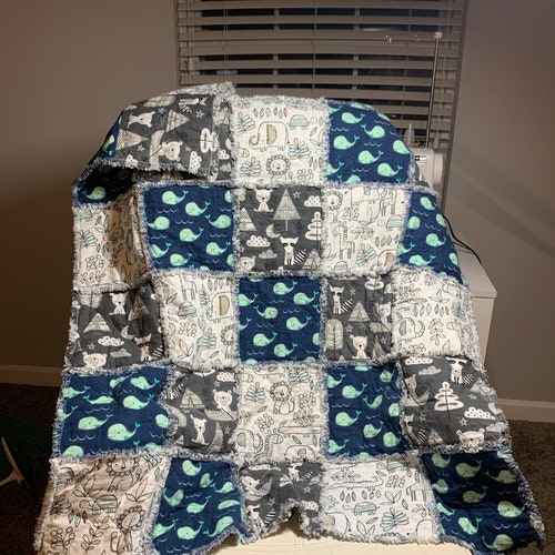 Blue and Gray Rag Quilt shops