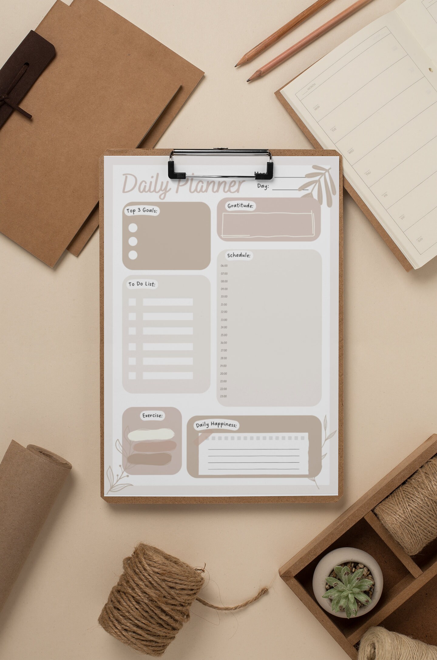 Digital Printable Daily Planner Productivity Wellness Planner - Etsy ...