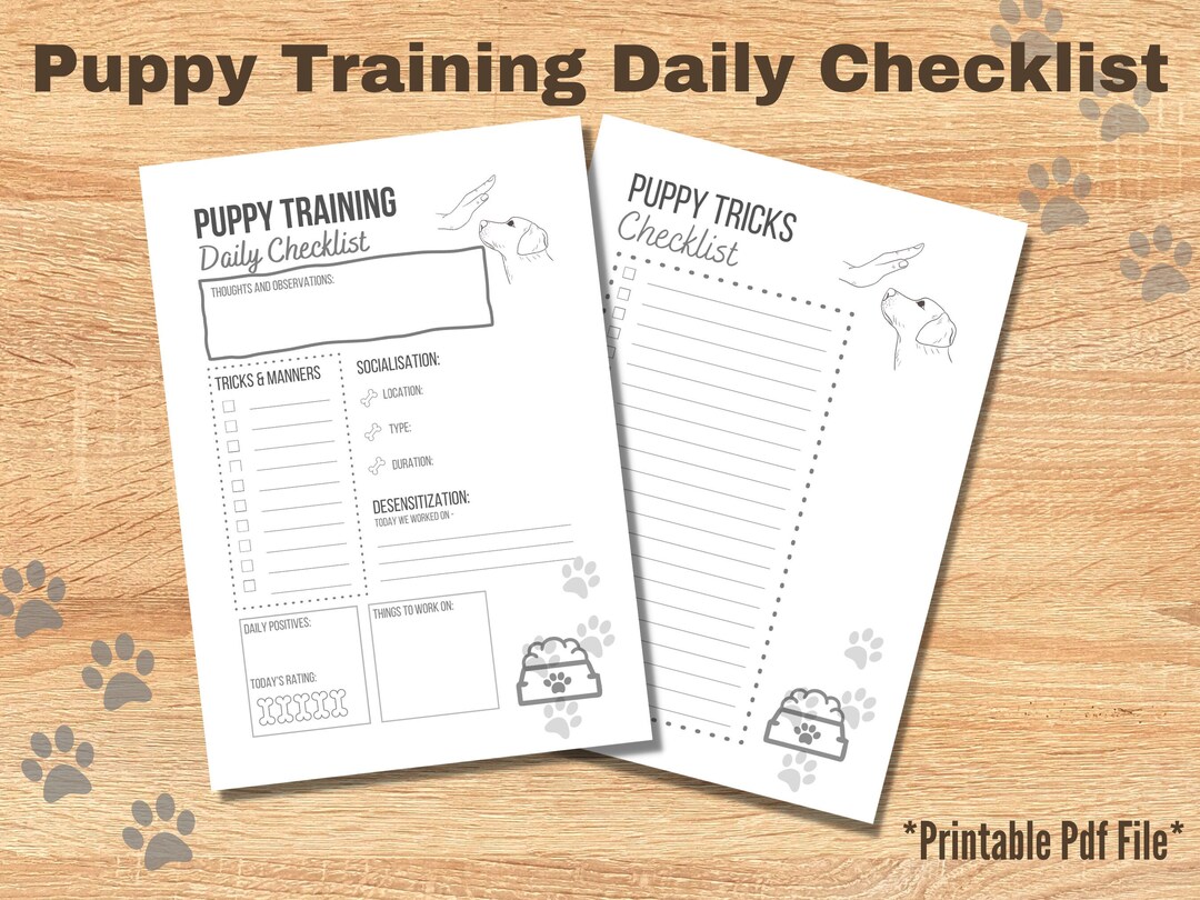 Printable Puppy Training Checklist. Puppy Checklist. Puppy Training