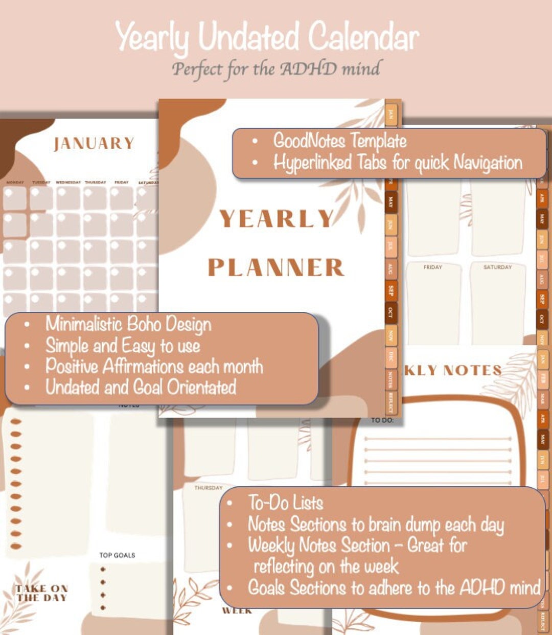 ADHD Digital Planner. Undated Goodnotes Planner. Positivity Planner ...
