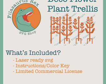 Deco Flower Plant Trellis set SVG File for laser cutting