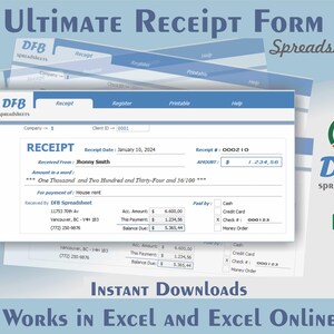 Customizable Receipt Spreadsheet in Excel Receipt with Automatic Generation of Amount in Words Editable Receipt Template Printable Receipt
