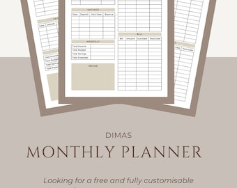 Minimalistischer Monatsplaner zum Ausdrucken, Finanzplaner, einfacher Budgetplan, Monatsplaner zum Ausdrucken, Sofortiger Download