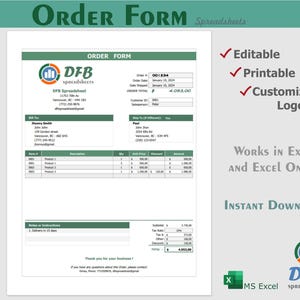 Profissional Order Tracker, Customizable Order Template, Automated Calculations and Printing, Template Order, Small Business Order, Excel