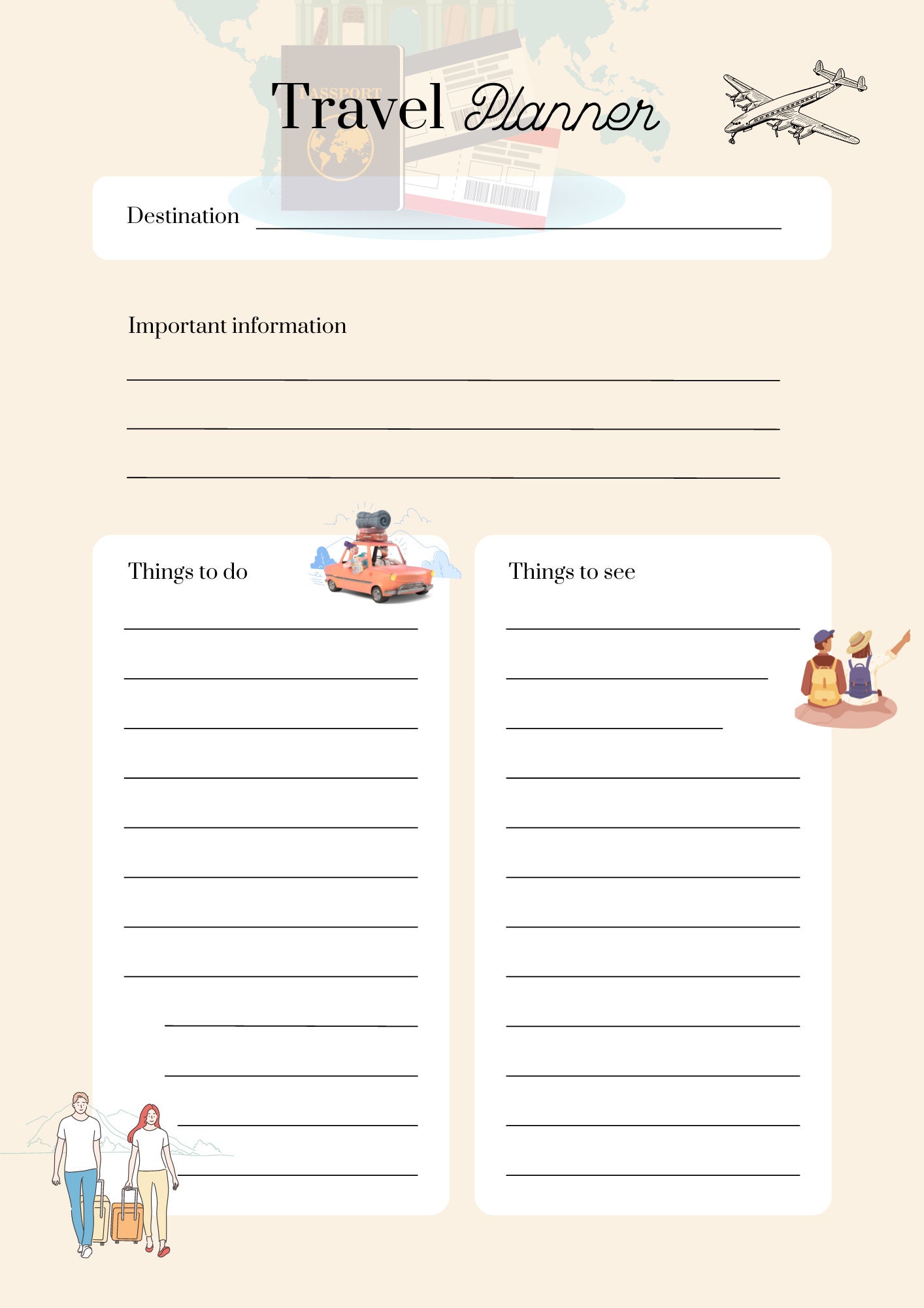 Notebook Insert Printable Printable Undated Traveler's Notebook Inserts, Printable Midori ...