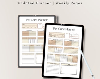Printable Pet Care Planner | Haustierpflege auf einen Blick Vorlage | Haustierinformationstabelle | Tägliche Haustierpflege Routine Chart | Haustier Binder Arbeitsblatt PDF