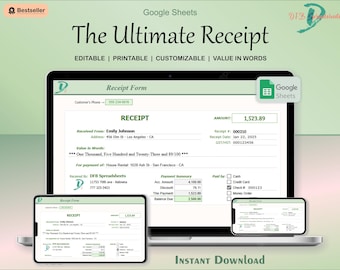 Anpassbare Quittungsvorlage: Google Sheets mit AutoFill (Digitaler Download)