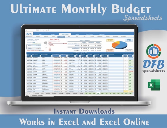 ultimate personal finance spreadsheet, manage your money like a pro, ultimate monthly finance spreadsheet, financial spreadsheet template