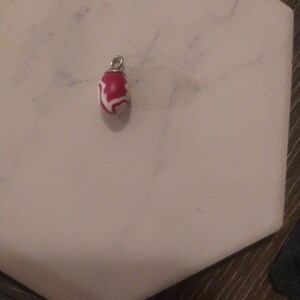 Magenta and White Clay Pendant