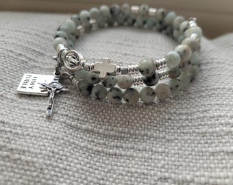 Saint Elizabeth Anne Seton | Stainless Steel | Modern Rosary Bracelet | Teachers | Silver Tone