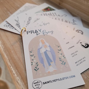 Conjunto de cartões Pray The Rosary | Livreto de orações | Chaveiro | Acessório de viagem | Orações de emergência e diárias