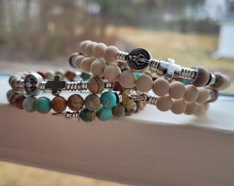 Martha + Mary | Stainless Steel | Modern Rosary Bracelet | Sister Friendship Matching set