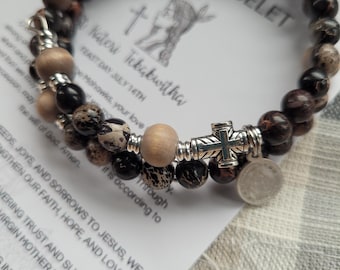 Saint Kateri Dark Stone Beads | Native American Catholic | Modern Rosary Bracelet | Rosary Bracelet