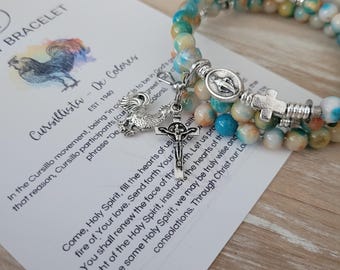 De Colores Cursillo | Stainless Steel | Modern Rosary Bracelet | Holy Spirit | Silver Tone