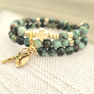 Saint Brigid | Handcrafted Rosary Bracelet | Gold Plated Stainless Steel | Wrap Religious Gift | Catholic Irish