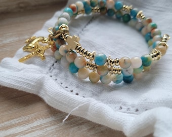 De Colores Cursillo | Elegant | Modern Rosary Bracelet | Rooster | Gold