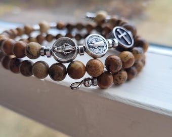Saint Benedict | Rosary Bracelet | Stone & Stainless Steel