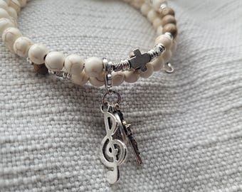 Saint Cecilia | Stainless Steel | Modern Rosary Bracelet | Mucisians | Silver Tone