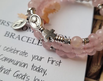 Youth First Communion Rosary Bracelet | Girls Catholic Jewelry | Sacramental Gift