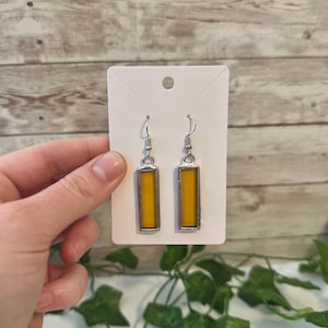 Stained Glass Rectangle Drop Earrings