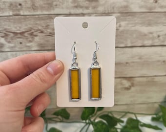 Stained Glass Rectangle Drop Earrings