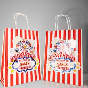 Red Carnival Favor Bags | Carnival Gift Bags | Carnival Treat Bags | Carnival Party Favor Bags |Carnival Party Favors| Kids Carnival Party