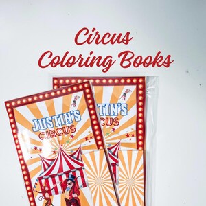 Personalized  Circus  Birthday Coloring Books With Crayons  | Circus Birthday Party Activity | Carnival Coloring Book | Red Circus Favors