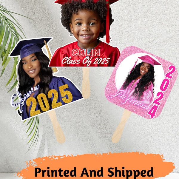 Custom Graduation Photo Fan| Personalized Graduation  Fan| Grad Paddle Fan | Face Fans | Graduation Party Favor |Graduation fans