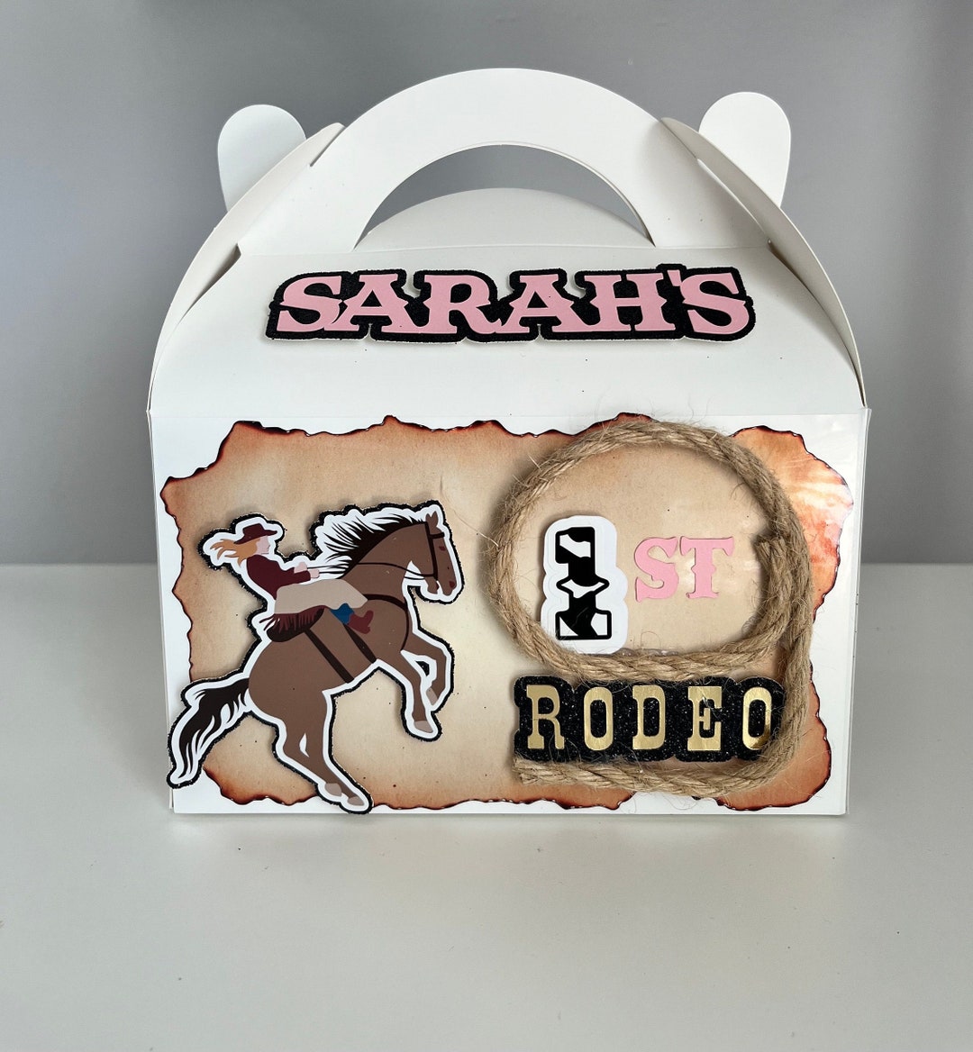 Personalized Cowgirl First Rodeo Party Favor Boxes | Girls Western ...