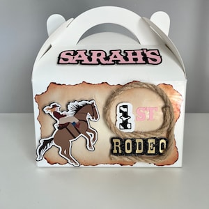 Personalized Cowgirl First Rodeo Party Favor Boxes | Girls Western Birthday | My First Rodeo Girl Decorations
