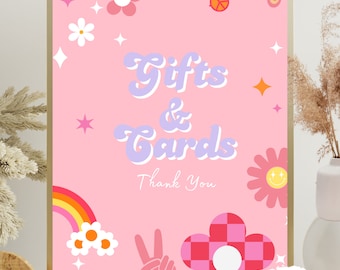 Groovy Gifts  Table Sign  |Hippie Party Decorations| Two Groovy Decorations | One Groovy Birthday Decorations | Groovy Birthday
