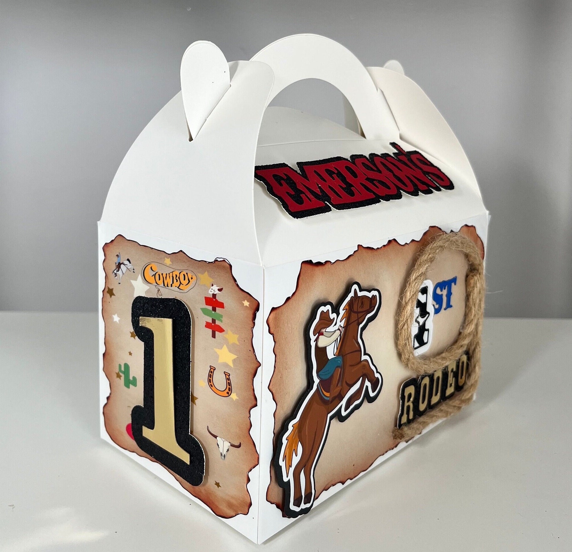 Personalized Cowboy First Rodeo Party Favor Boxes| Western Birthday ...