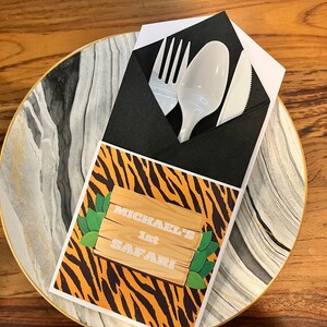 Tiger Print Cutlery Pouch | Animal Print Decor| Safari Party | First Birthday |Utensil Holder