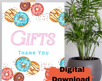 Sweet One Gifts Table Sign  | Two Sweet Decorations | Sweet One Decorations | Donut Party| Digital INSTANT DOWNLOAD