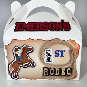 Personalized Cowboy First Rodeo Party Favor Boxes| Western Birthday | 1st Birthday Decor