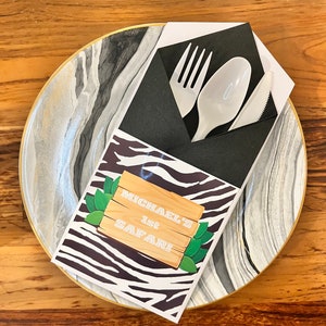 Zebra Print Cutlery Pouch | Animal Print Decor| Safari Party | First Birthday |Utensil Holder
