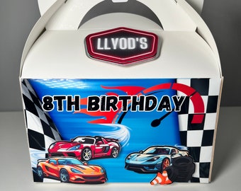 Cajas de regalo de autos de carrera / Decoración de cumpleaños de carreras / Dos cumpleaños rápidos / Cajas de regalo de carreras callejeras / Regalos de fiesta de autos de carrera