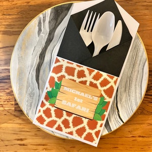Giraffe Print Cutlery Pouch | Animal Print Decor| Safari Party | First Birthday |Utensil Holder